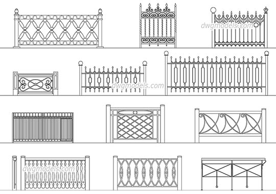 Wrought iron railings 2 - DWG, CAD Block, drawing