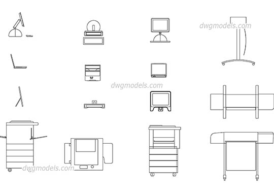 Office equipment - DWG, CAD Block, drawing