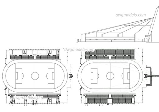 Stadium plan, elevation - DWG, CAD Block, drawing
