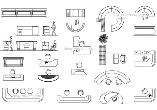 Reception Furniture AutoCAD blocks