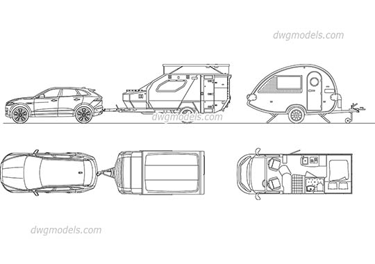 Caravans - DWG, CAD Block, drawing