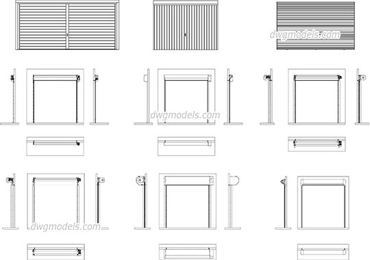 Automatic Garage Sectional Doors - DWG, CAD Block, drawing