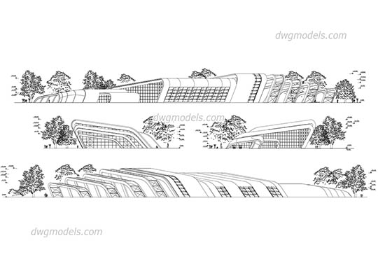 Facades of swimming pool - DWG, CAD Block, drawing