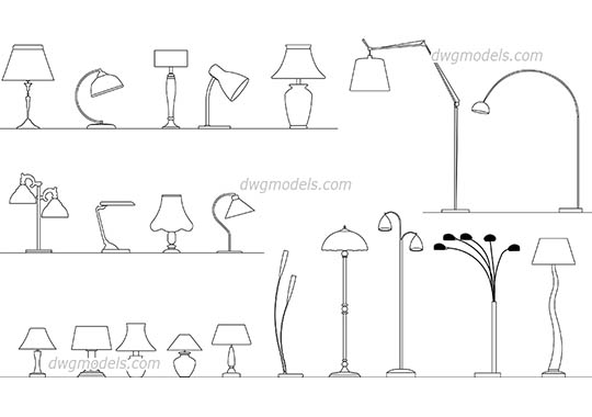 Lamps Set - DWG, CAD Block, drawing