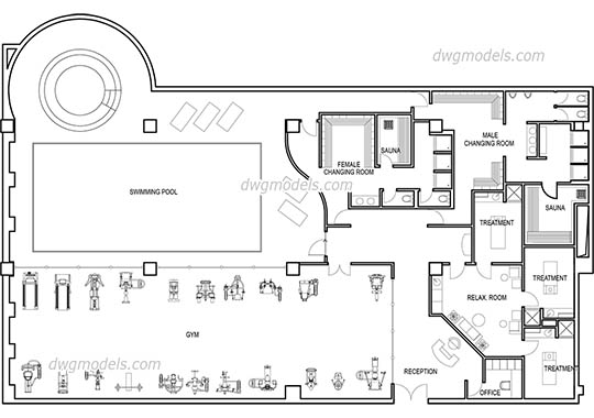 Gym scheme 1 - DWG, CAD Block, drawing