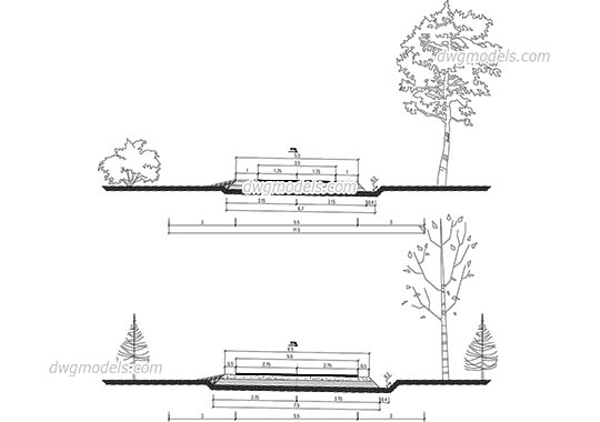 Section of the street 1 - DWG, CAD Block, drawing