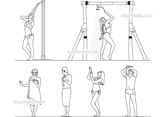 People take a shower - DWG, CAD Block, drawing