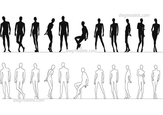 Mannequins - DWG, CAD Block, drawing