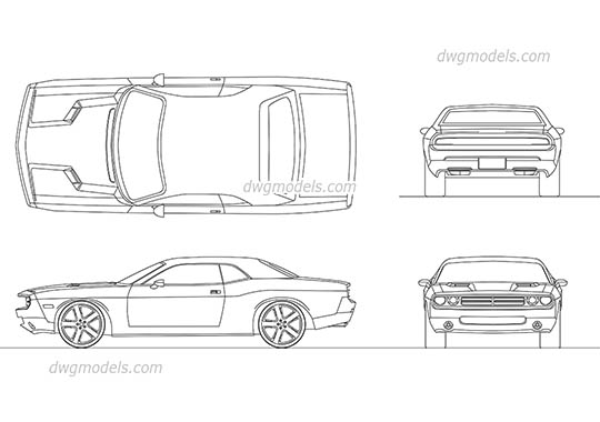 Dodge Challenger 2008 - DWG, CAD Block, drawing