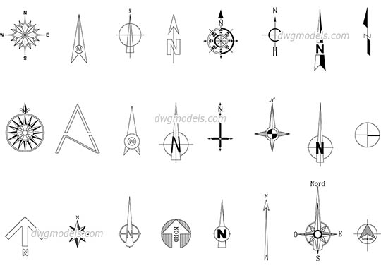 Nord Vector Symbol - DWG, CAD Block, drawing