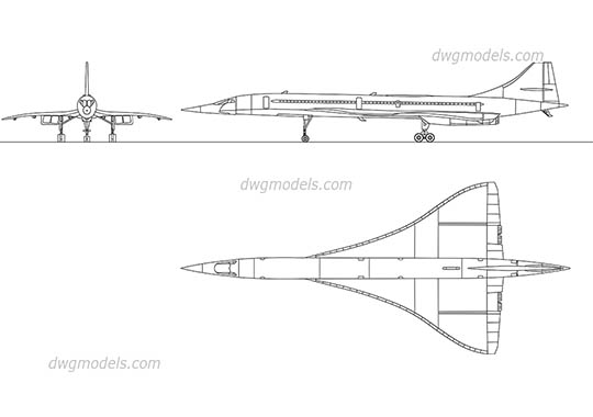 Concorde Aircraft - DWG, CAD Block, drawing