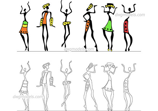 African People Art - DWG, CAD Block, drawing