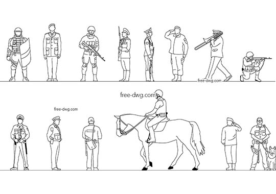 Soldiers Police - DWG, CAD Block, drawing