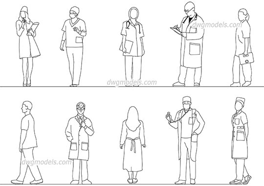 Doctors & Medical Workers - DWG, CAD Block, drawing