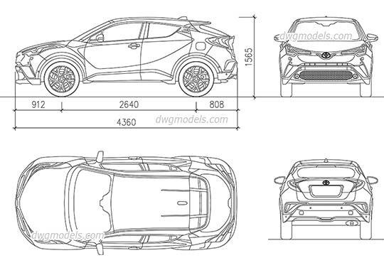 Toyota C-HR 2017 - DWG, CAD Block, drawing