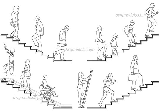 People on the stairs - DWG, CAD Block, drawing