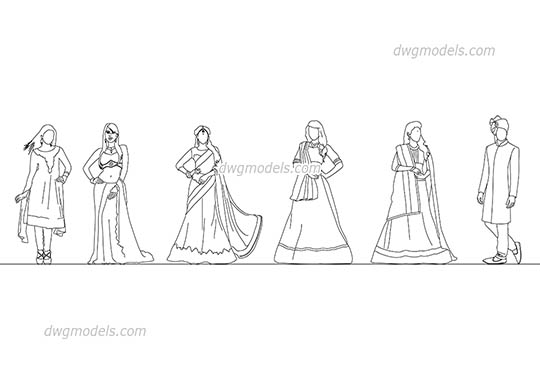Indian People - DWG, CAD Block, drawing