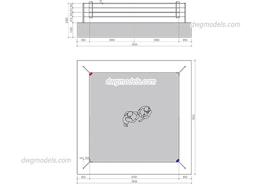 Boxing Ring - DWG, CAD Block, drawing