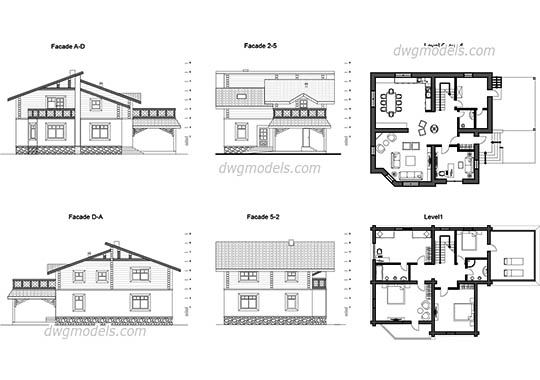 Villa Chalet - DWG, CAD Block, drawing