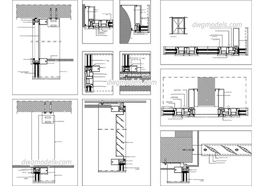 Glass wall systems details - DWG, CAD Block, drawing