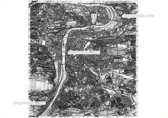 Prague Contour Lines - DWG, CAD Block, drawing