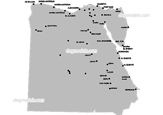Egypt Map - DWG, CAD Block, drawing