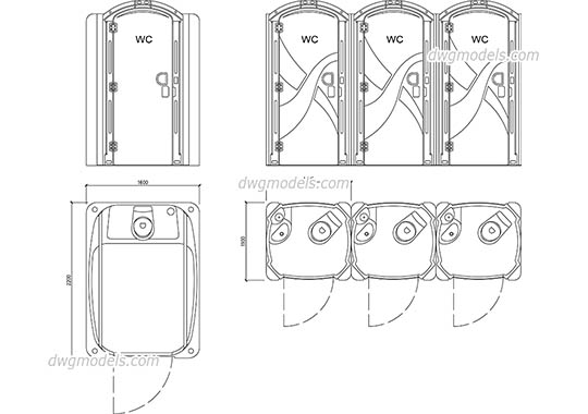 Portable Restrooms - DWG, CAD Block, drawing