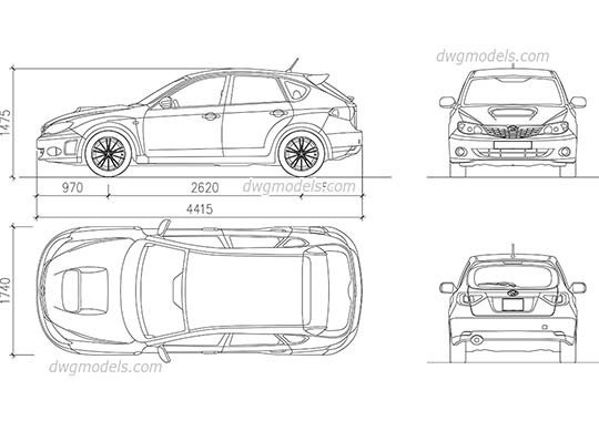 Subaru Impreza (2007) - DWG, CAD Block, drawing