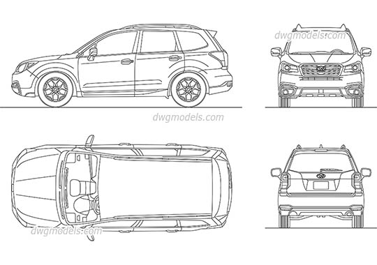 Subaru Forester (2017) - DWG, CAD Block, drawing