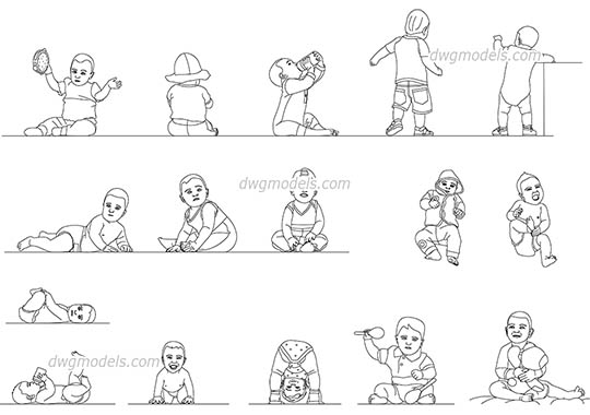 Baby - DWG, CAD Block, drawing