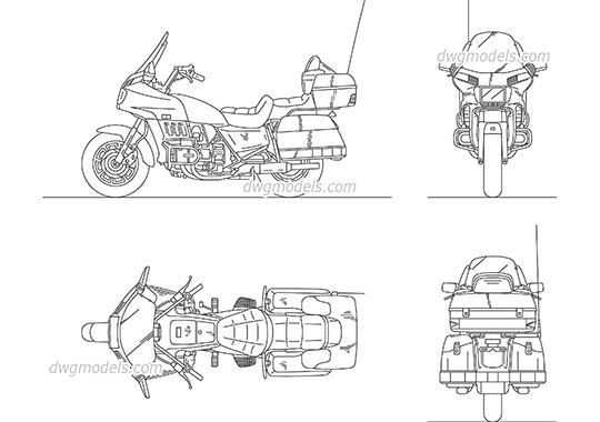 Honda Gold Wing - DWG, CAD Block, drawing