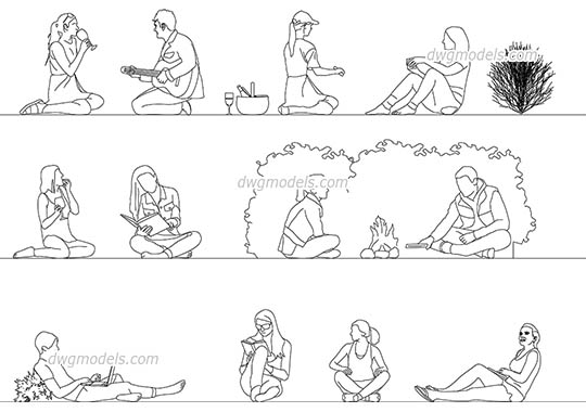 People Picnic - DWG, CAD Block, drawing