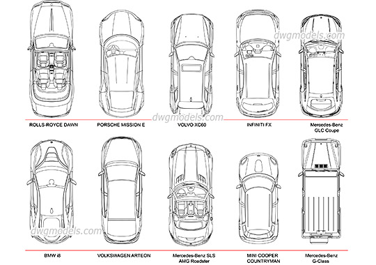 Cars Top View AutoCAD blocks