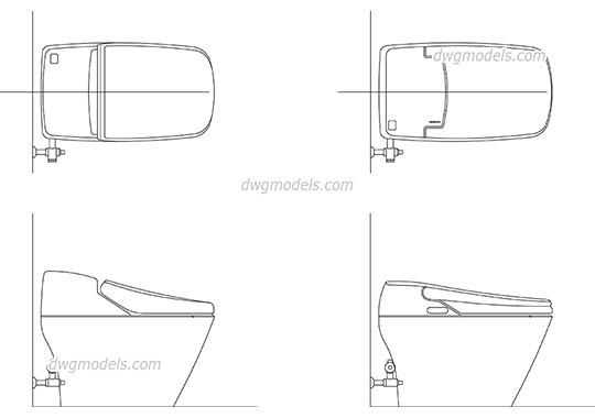 Electronic Bidet Toilet - DWG, CAD Block, drawing