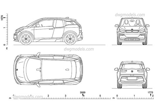 BMW i3 - DWG, CAD Block, drawing
