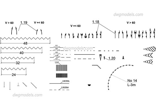 Road Marking - DWG, CAD Block, drawing