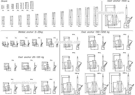 Boat Anchor - DWG, CAD Block, drawing