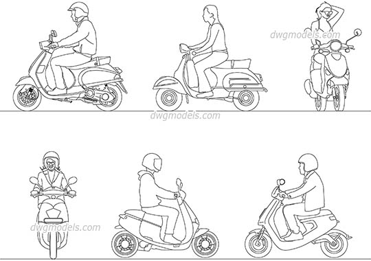 Scooter Driver - DWG, CAD Block, drawing