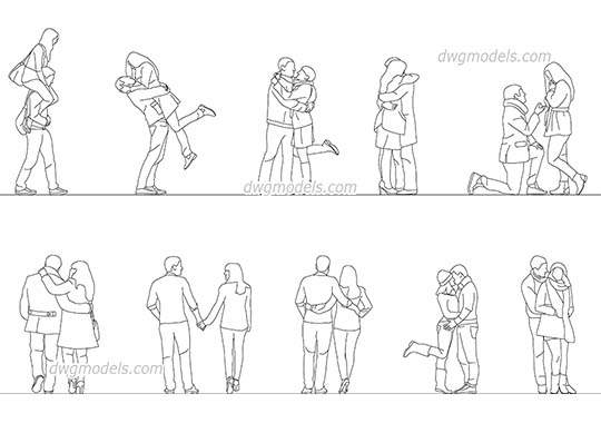 Couple - DWG, CAD Block, drawing