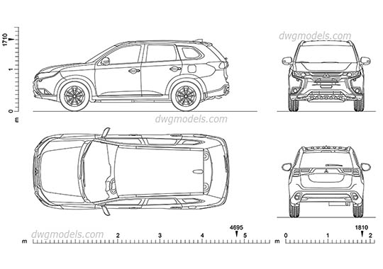 Mitsubishi Outlander (2017) - DWG, CAD Block, drawing