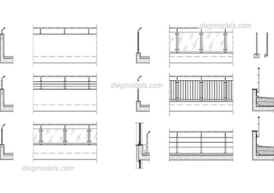 Railing - DWG, CAD Block, drawing