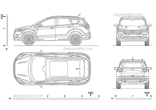 Ford Kuga (2017) - DWG, CAD Block, drawing