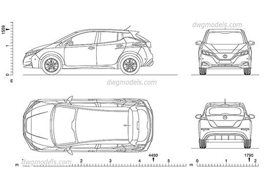 Nissan Leaf - DWG, CAD Block, drawing