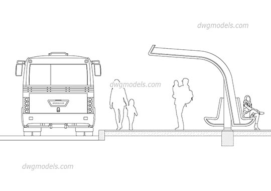 Bus stop 1 - DWG, CAD Block, drawing