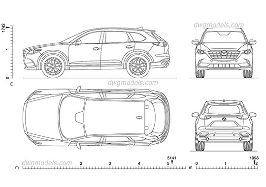Mazda CX-9 - DWG, CAD Block, drawing
