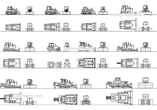 Bulldozers - DWG, CAD Block, drawing