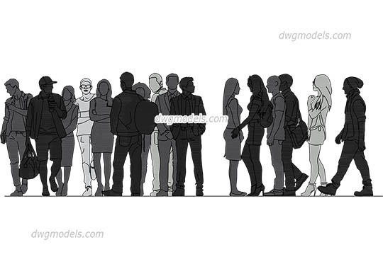 Group of People - DWG, CAD Block, drawing