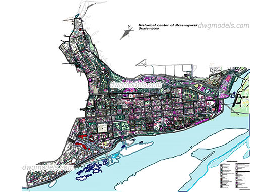 Historical Center of Krasnoyarsk - DWG, CAD Block, drawing