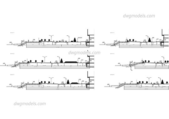 Roadway Cross-section - DWG, CAD Block, drawing