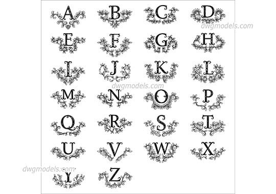 English Alphabet - DWG, CAD Block, drawing